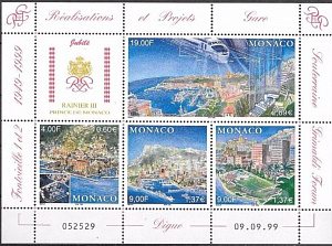 Монако, 1999, 50 лет Правления Князя Ренье III, Виды Монако, блок